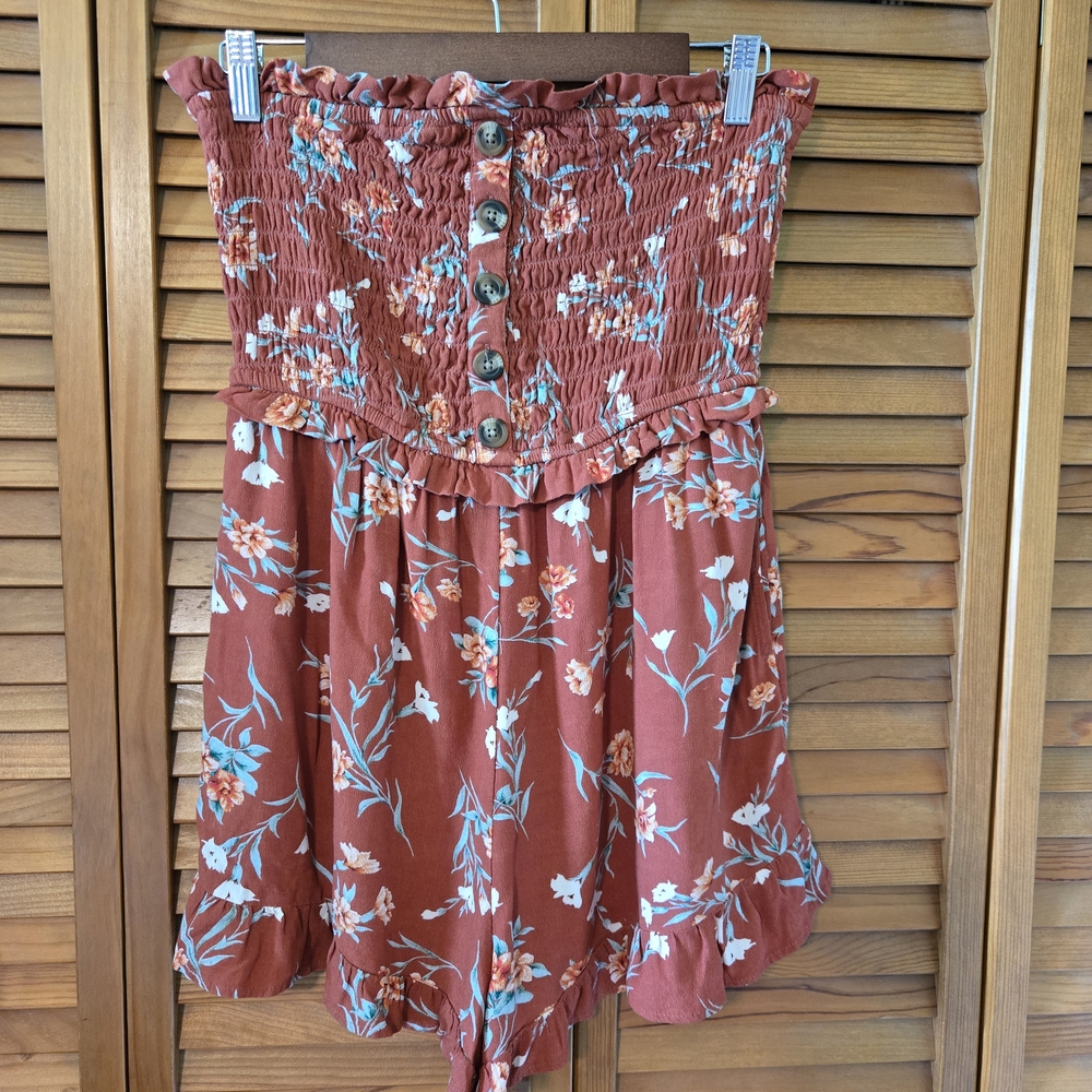 American Eagle Outfitters Rust Floral Romper